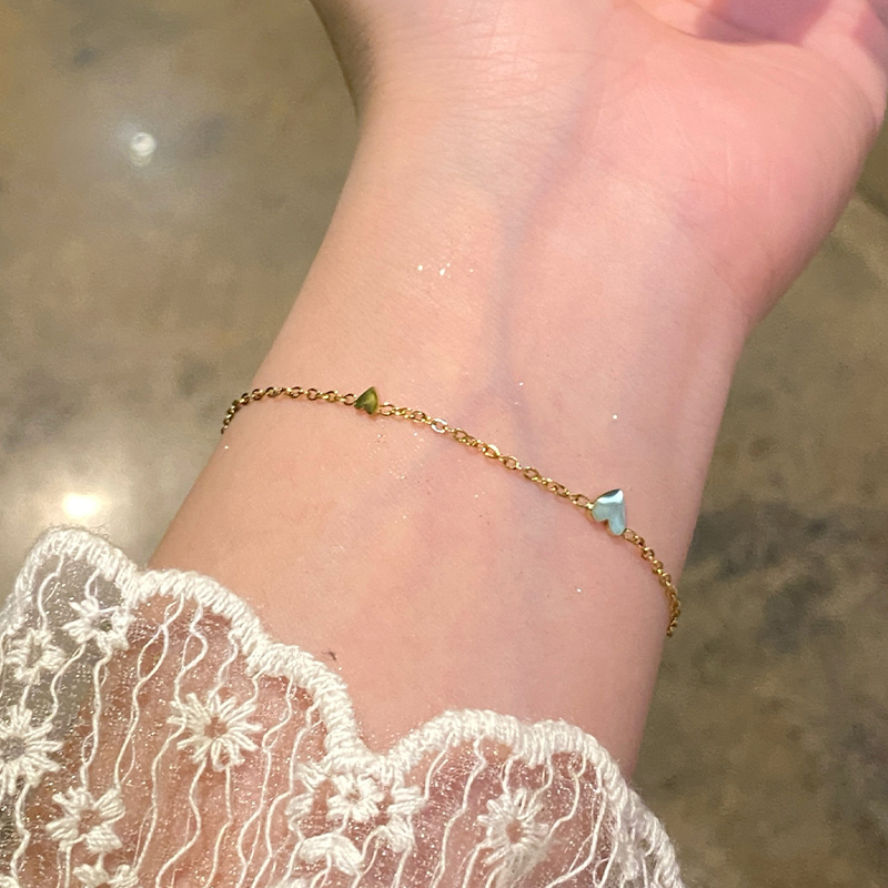 Golden Love สร้อยข้อมือเหล็กไทเทเนียมหรูหรา Niche ประณีตสร้อยคอแฟนสร้อยข้อมือผู้หญิงคลาสสิก Classy สร้อยข้อมือเครื่องประดับ - รูปที่ 3