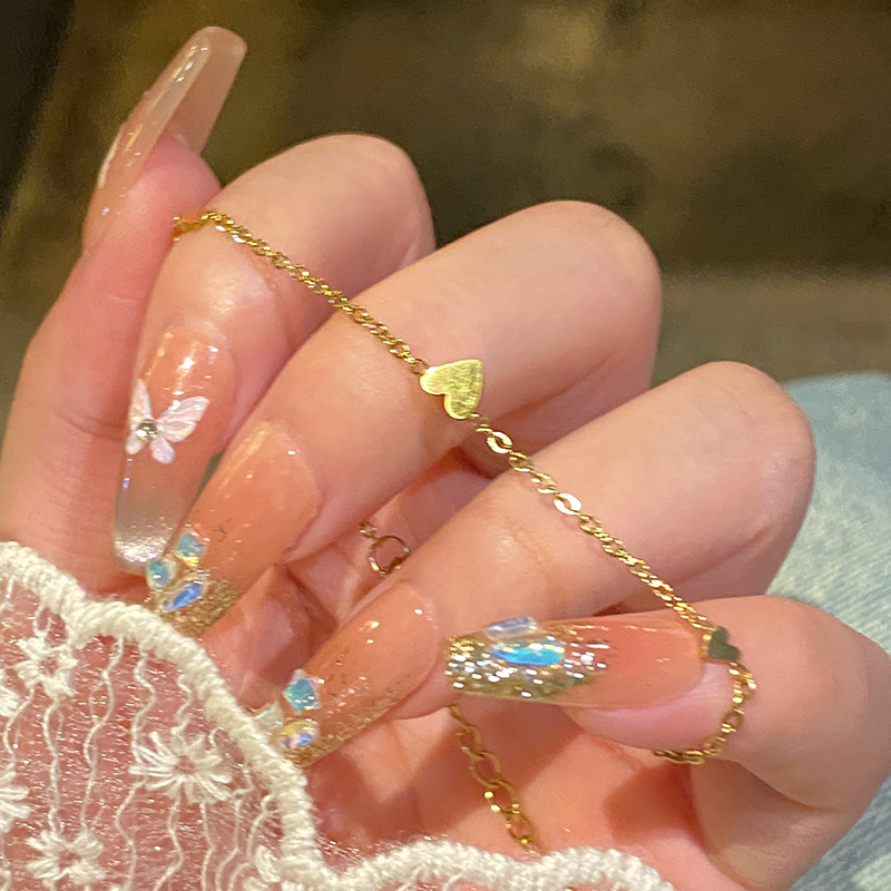 Golden Love สร้อยข้อมือเหล็กไทเทเนียมหรูหรา Niche ประณีตสร้อยคอแฟนสร้อยข้อมือผู้หญิงคลาสสิก Classy สร้อยข้อมือเครื่องประดับ - รูปที่ 4