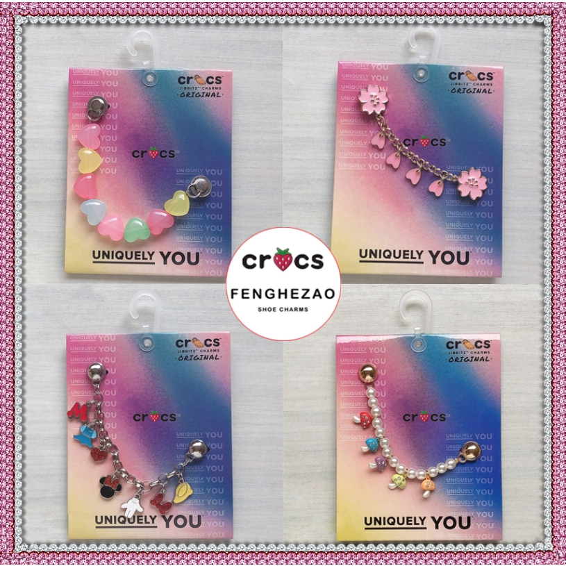 น่ารัก จิ๊บบิท Jibbitz Crocs  โซ่โลหะ DIY ที่ติดรองเท้า crocs! ข้อเสนอที่ จำกัด+โค้ดส่วนลด 15฿ ตกแต่งรองเท้า crocs