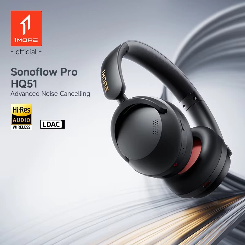1MORE Sonoflow Pro HQ51 หูฟังไร้สายบลูทูธ LDAC Hi-Res ANC Ws LDAC 70H แบตเตอรี่