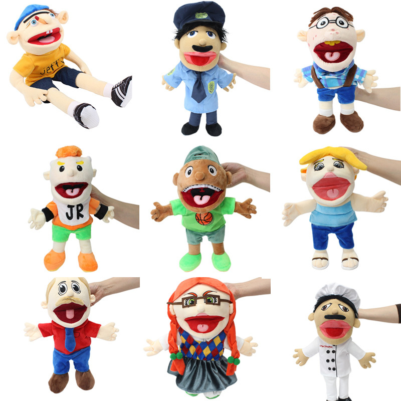 10 รูปแบบ 38 ซม.-60 ซม. Jeffy Hand Puppet Feebee Rapper Zombie Plush ตุ๊กตาของเล่น Talk Show Muppet กิจกรรมพ่อแม่และลูก Playhouse ของขวัญวันเกิดสําหรับเด็ก