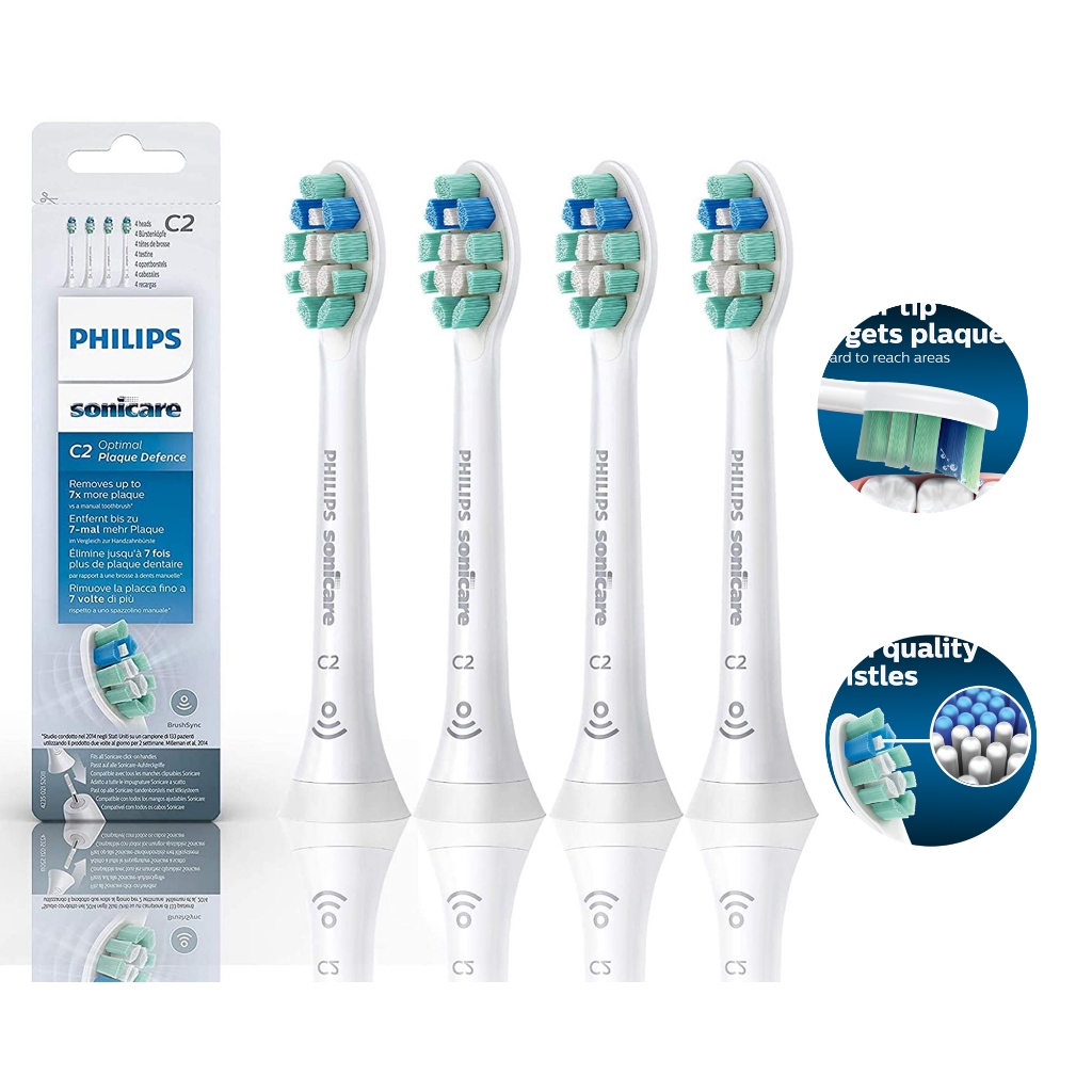 สําหรับหัวแปรงสีฟันทดแทน Philips Sonicare C2 ของแท้ HX9024/67 สีขาว แพ็ค 4/8