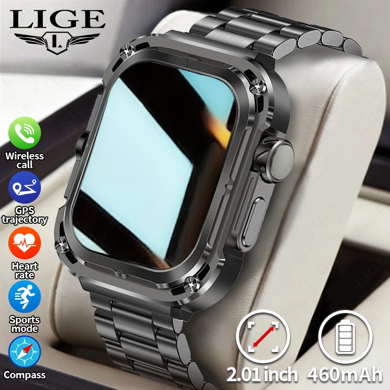 LIGE Z85 นาฬิกาผู้ชาย โทรผ่านบลูทูธ วอลล์เปเปอร์ที่กำหนดเอง นาฬิกาข้อมือ แฟชั่นสมาร์ทวอทช์ 2.01 นิ้ว กันน้ำ ตัวติดตามฟิตเนส การตรวจวัดความดันโลหิตอัตราการเต้นของหัวใจ