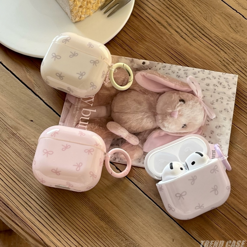 Simple โบว์หูฟัง imd ชุดหูฟังสําหรับ airpods 4 3 pro 2nd 2 1 พร้อมพวงกุญแจฝาครอบป้องกัน
