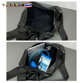 TSR.Men กระเป๋าสะพายข้างผู้ชาย ความจุมาก หนัง PU กันน้ำ สีทึบเรียบง่าย ใช้ได้ทั้งชายและหญิง สไตล์สตรีท สไตล์เกาหลี