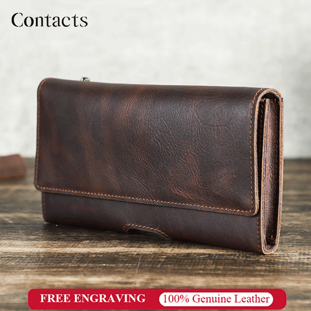 CONTACTS  อกระเป๋าหนังแท้ผู้ชายเอวกระเป๋าเดินทางเอวเล็กเข็มขัดกระเป๋ากระเป๋าโทรศ