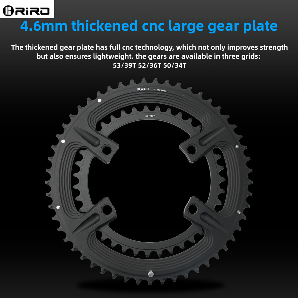 Riro จักรยานเสือหมอบความแข็งแรงสูงและทนทาน 4 น็อต 110BCD โซ่ลิงค์ 105 FC-R7000/ULTEGRA FC-R8000/DARA-ACE FC-R9100 astemtric 50-34T 52-36T 53T-39T