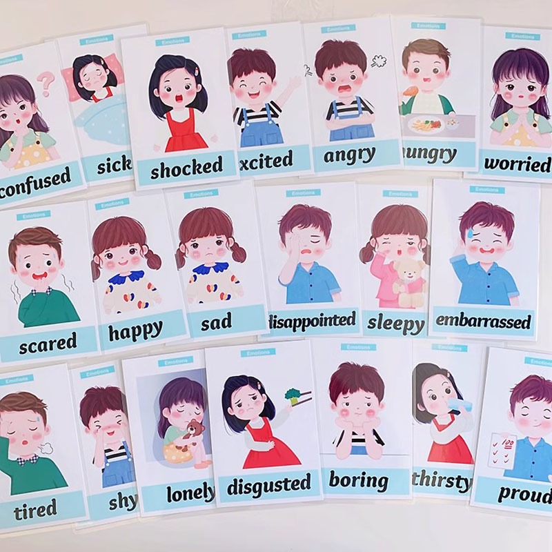 20ชิ้น/เซ็ตน่ารักอารมณ์แฟลชการ์ดการ์ตูนภาพออทิสติกเด็กฝึกแฟลชการ์ดเด็กในช่วงต้นการเรียนรู้การศึกษาของเล่นหน่วยความจําการ์ดเกม