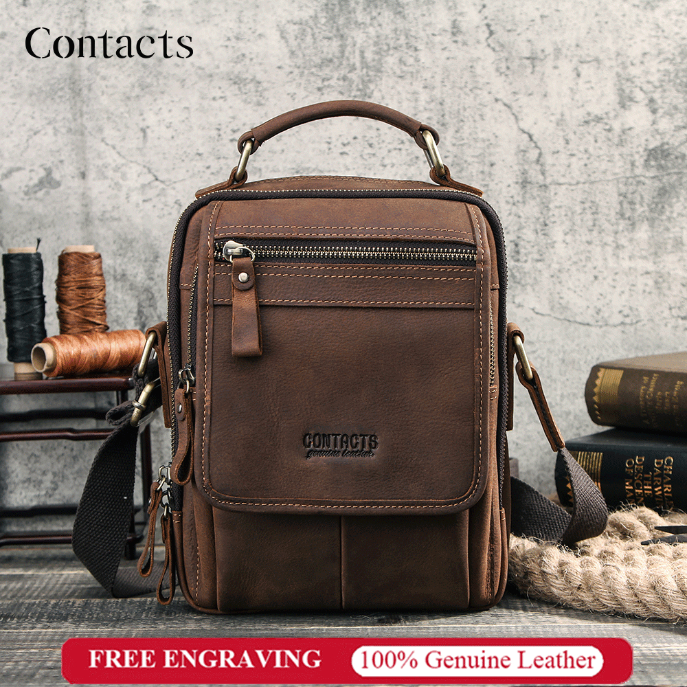 CONTACTS ของแท้หนังผู้ชายกระเป๋า Messenger Cross-body สําหรับ 7.9 "Tablet  คุณภาพสูง