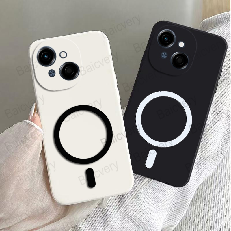 สําหรับ Tecno Spark Go 1 KL4 KL4H สีสัน Matte เปลือกป้องกันกลับเชลล์พร้อมสติกเกอร์แม่เหล็ก