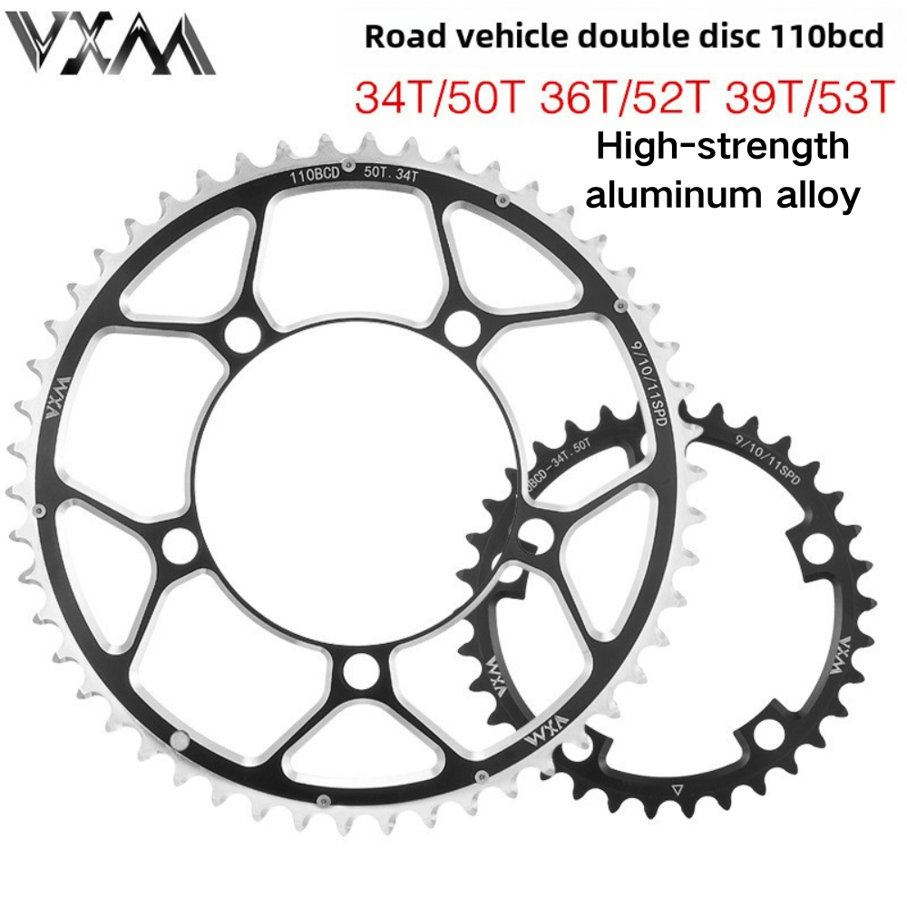 Vxm ทนทานจักรยาน Double Link 110BCD 34T 50T 36T 52T 39T 53T แผนที่จักรยาน Crankset ขี่แผ่นอลูมิเนียมโซ่ล้อพับจักรยาน Disc