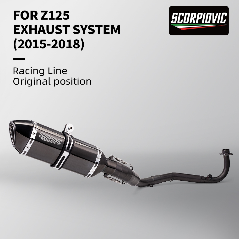 ระบบรถจักรยานยนต์ไอเสียหนีสําหรับ Z125 2015 - 2018 ดัดแปลงสแตนเลสด้านหน้ากลางลิงค์ท่อพร้อมท่อไอเสีย