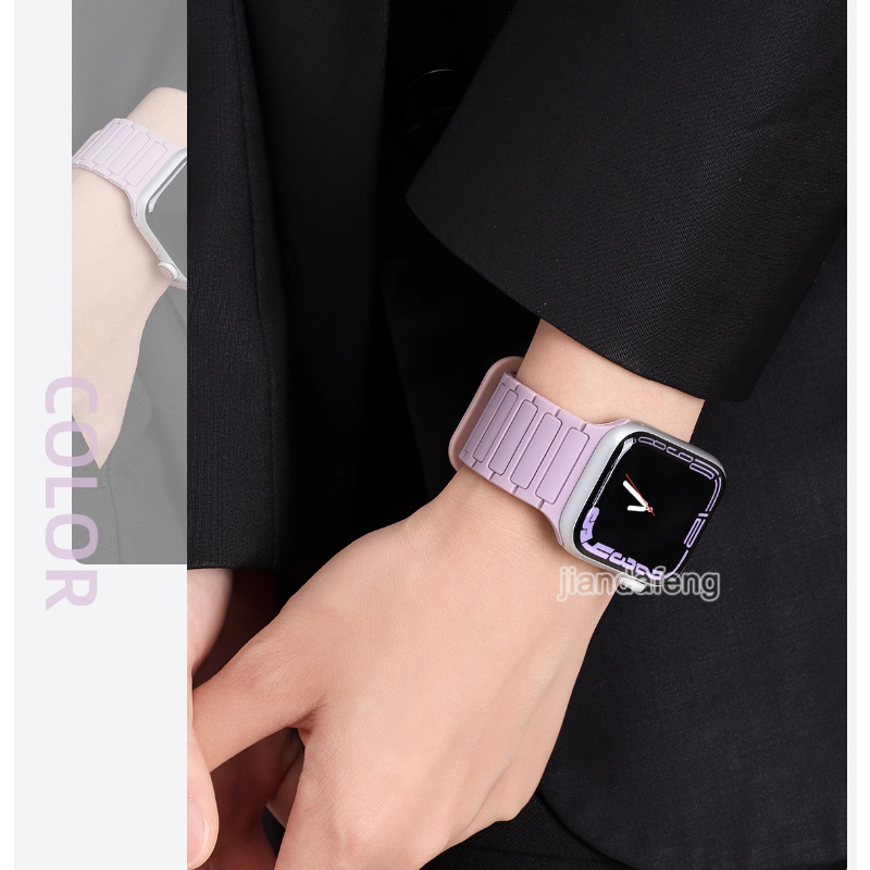 ซิลิโคนกันน้ําแม่เหล็กสายสําหรับ Series 10 9 8 7 SE 6 5 4 3 iWatch 42 มม. 44 มม. 45 มม. 46 มม. 41 มม. 40 มม. 38 มม. Ultra 49 มม