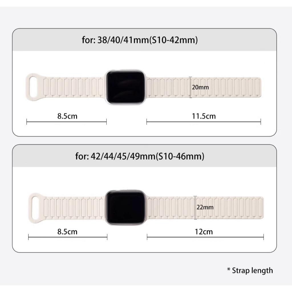 ซิลิโคนกันน้ําแม่เหล็กสายสําหรับ Series 10 9 8 7 SE 6 5 4 3 iWatch 42 มม. 44 มม. 45 มม. 46 มม. 41 มม. 40 มม. 38 มม. Ultra 49 มม