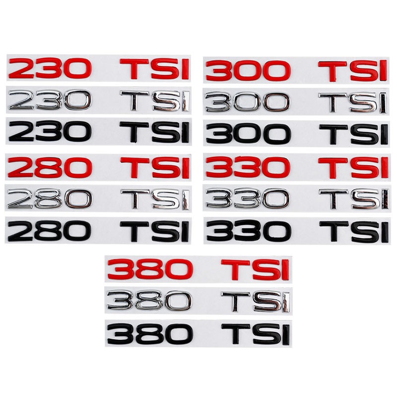 มวลชน รุ่นใหม่ 230TSI 280TSI 330TSI 380TSI 3Dcar โลหะโลโก้ท้ายรถป้ายสติกเกอร์ตัวรถ