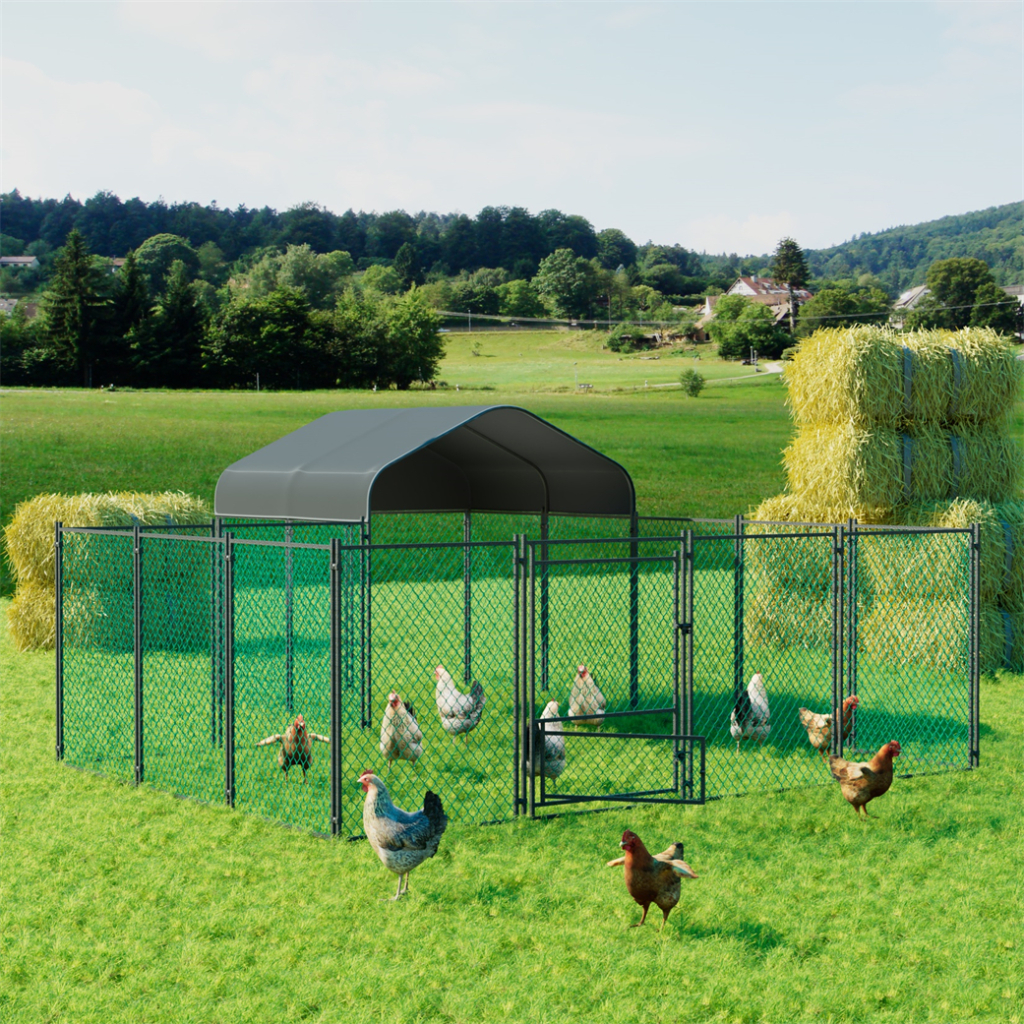 Bingopaw Heavy Duty ไก่โลหะ Run กรงเดินใน Coop สัตว์ปีก Hen กระต่าย Kennel Hutch พร้อมฝาปิดกลางแจ้ง