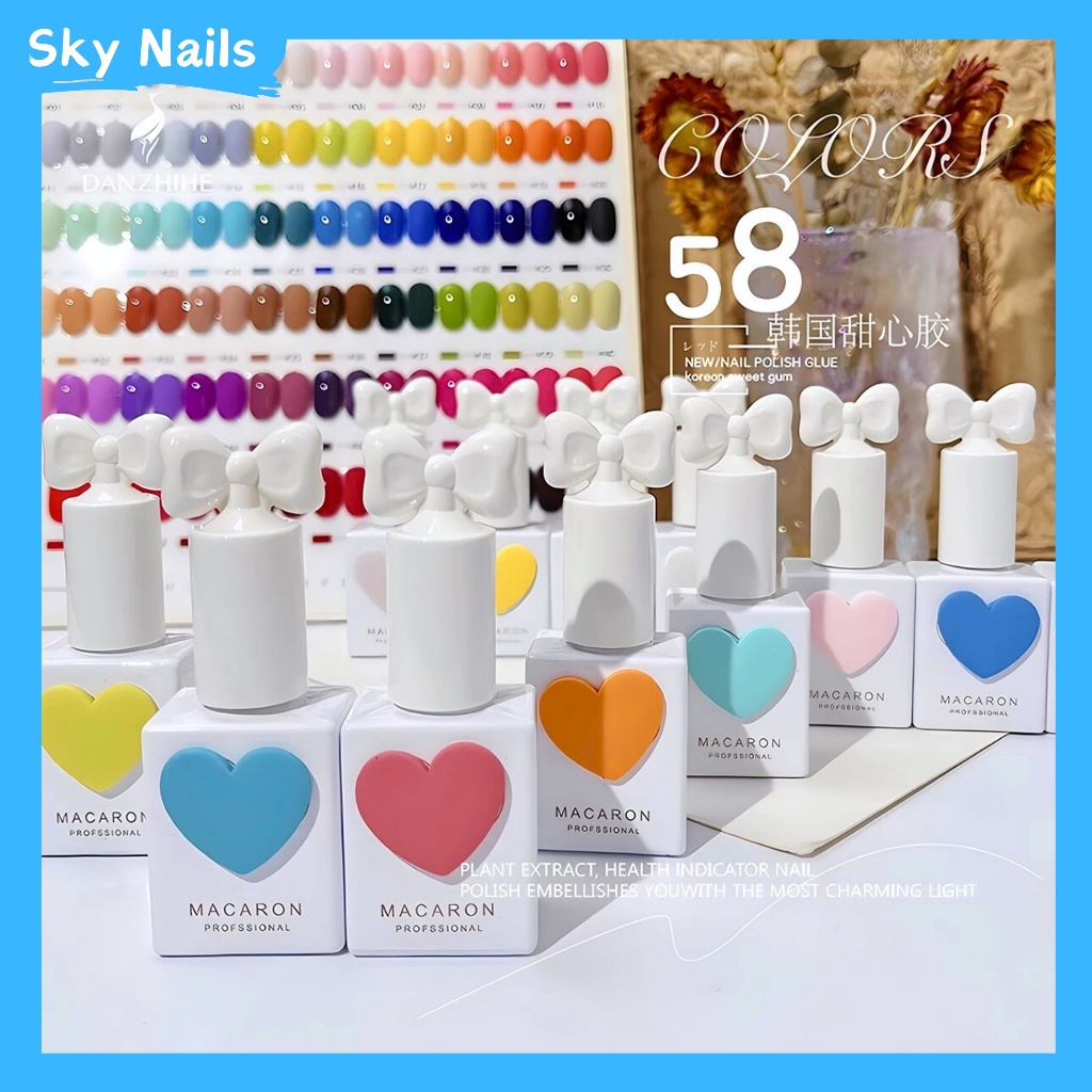 [ขวดเดี่ยว] Sansu 58 สี สีทาเล็บเจล（เลขที่. 01-58）ซีรีส์สีมาการอง สีอิ่มฟู ลงสีง่าย