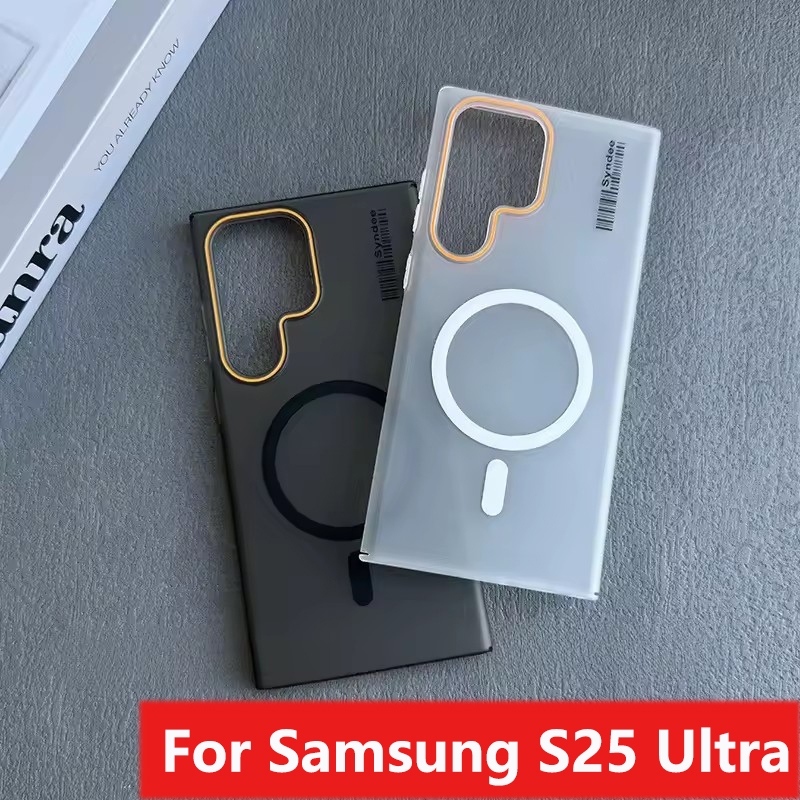 Luxury Matte PC Magnetic hard case สําหรับ Samsung Galaxy S24 S25 Ultra S23 S22 S21Plus FE A55 A35 5G กันกระแทกป้องกันปลอก