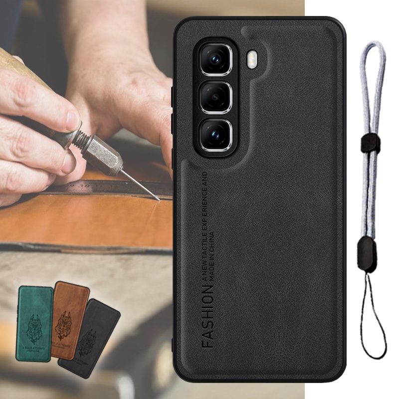 เคสหนังหรูหราสําหรับ Infinix Hot 50 Pro 4G X6881 พร้อมเชือกเส้นเล็กโทรศัพท์แบบปรับได้