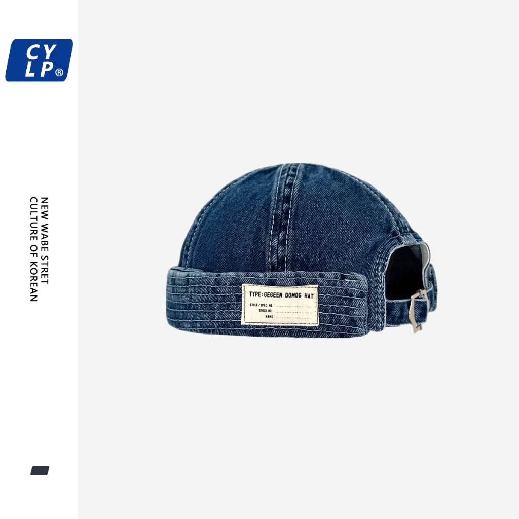 หมวกผู้ชายผู้หญิง Street Hip-Hop ล้าง Denim Landlord หมวกเกาหลีรุ่น Harajuku Letter ผ้าป้าย Yuppie หมวก Guapi หมวก