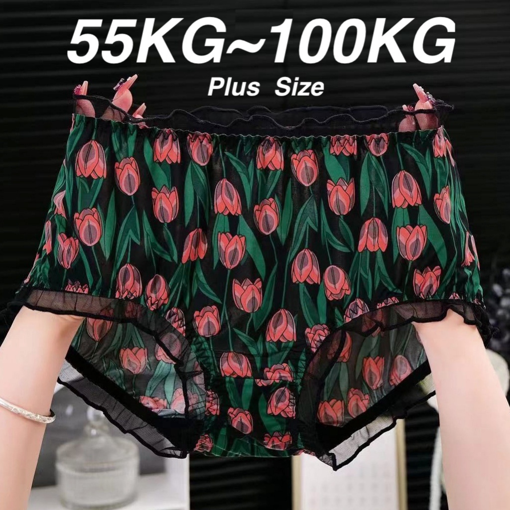 พลัสขนาดผู้หญิงกางเกงสําหรับสุภาพสตรี (55-100กิโลกรัม) 8สีลูกไม้พิมพ์กลางเอวยืดหยุ่นสูงกางเกงชั้นในสตรีสุภาพสตรีชุดชั้นใน