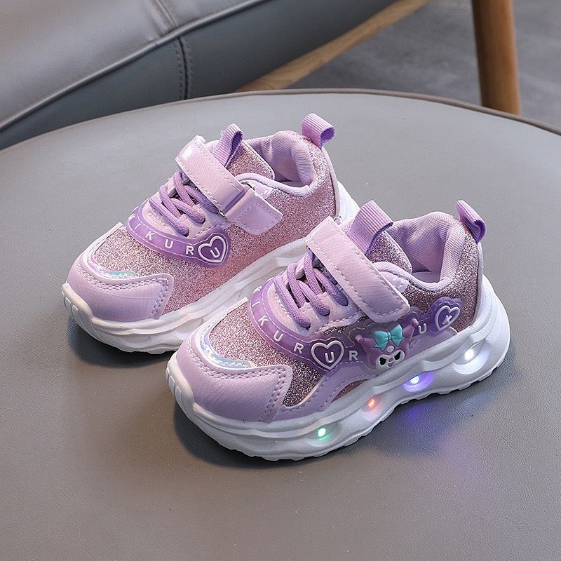 Congme Kuromi รองเท้าผ้าใบเรืองแสงสําหรับสาวเด็กกีฬารองเท้า LED ไฟ Kawaii ออกแบบ Breathable รองเท้าสําหรับเด็กวัยหัดเดิน 1-7 ปี Chlidren - รูปที่ 2