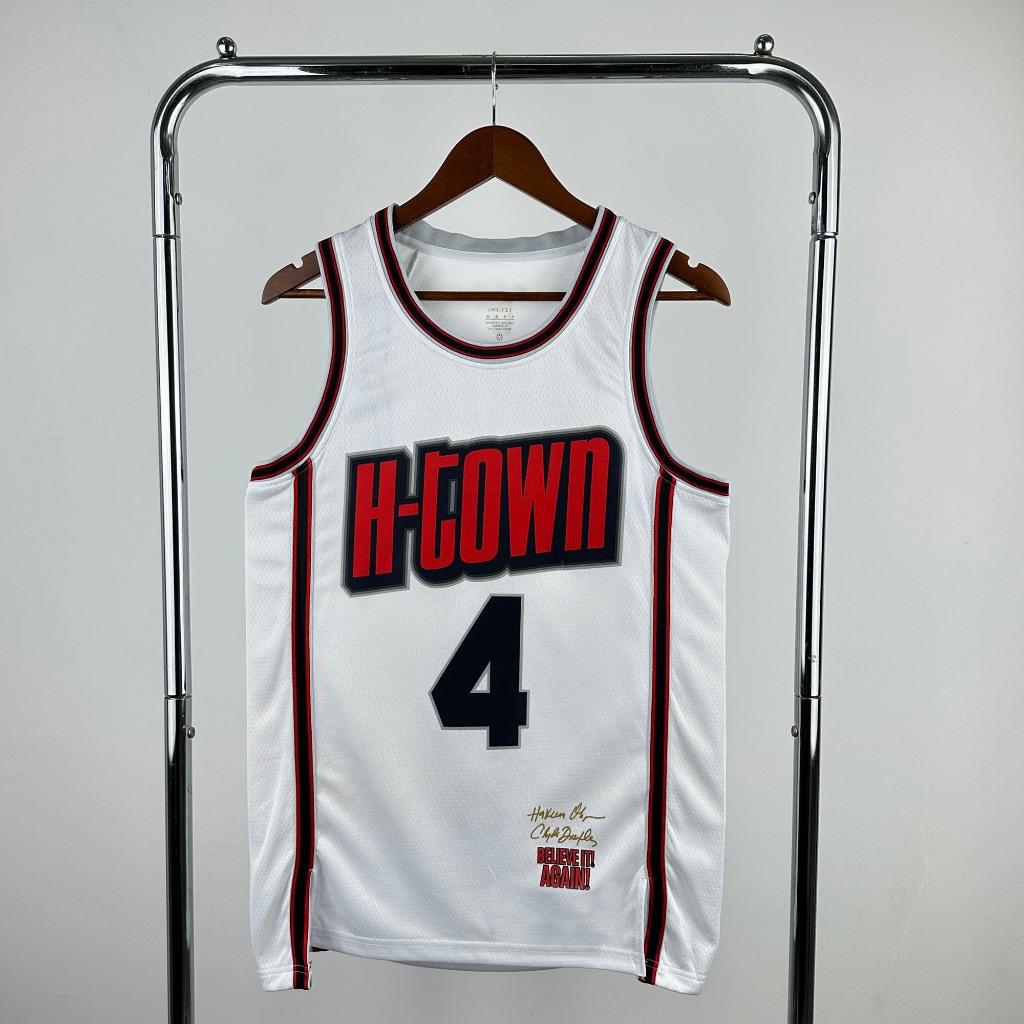 Hot Press Custom Jersey 2025 Jalen Green/Alperen Sengun/James Harden White Swingman Jersey