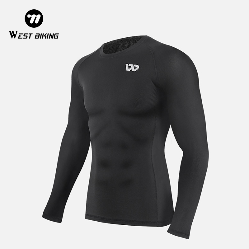 WEST BIKING เสื้อผ้าแขนยาวผ้าสแปนเด็กซ์ระบายอากาศได้ดี แห้งเร็ว สวมใส่สบาย เหมาะสำหรับผู้ชายและผู้หญิง ปั่นจักรยาน วิ่ง เดินป่า บาสเก็ตบอล ฟิตเนสในร่ม