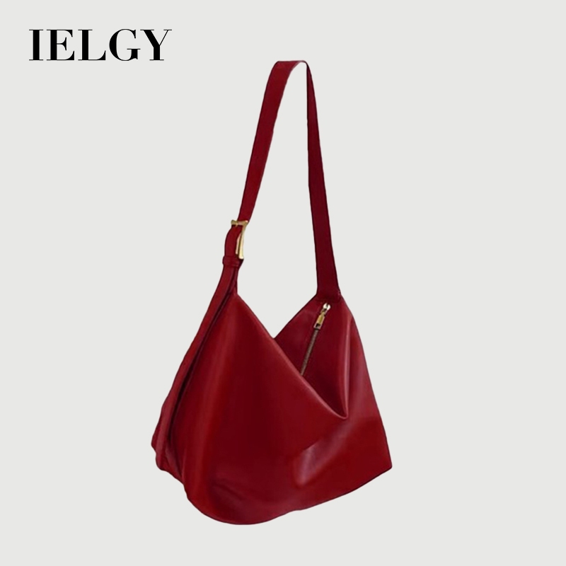 IELGY กระเป๋าสีแดง Retro กระเป๋าแต่งงานเจ้าสาว All-Match One-Shoulder Messenger ขนาดใหญ่-ความจุ