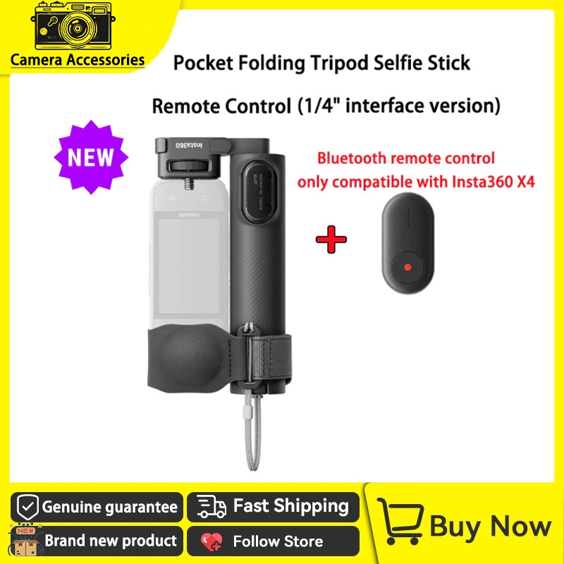 ต้นฉบับใหม่ Insta360 2-in-1 ขาตั้งกล้องกระเป๋าขาตั้งกล้องพับได้ไม้เซลฟี่ (รุ่นอินเทอร์เฟซ 1/4") + 10