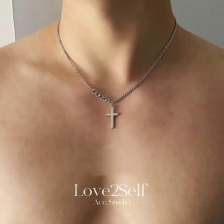 Love2Self X102 Non Rusty สแตนเลสคู่สร้อยคอเงินสั้นข้ามผู้ชายสร้อยคอสร้อยคอสําหรับผู้หญิง