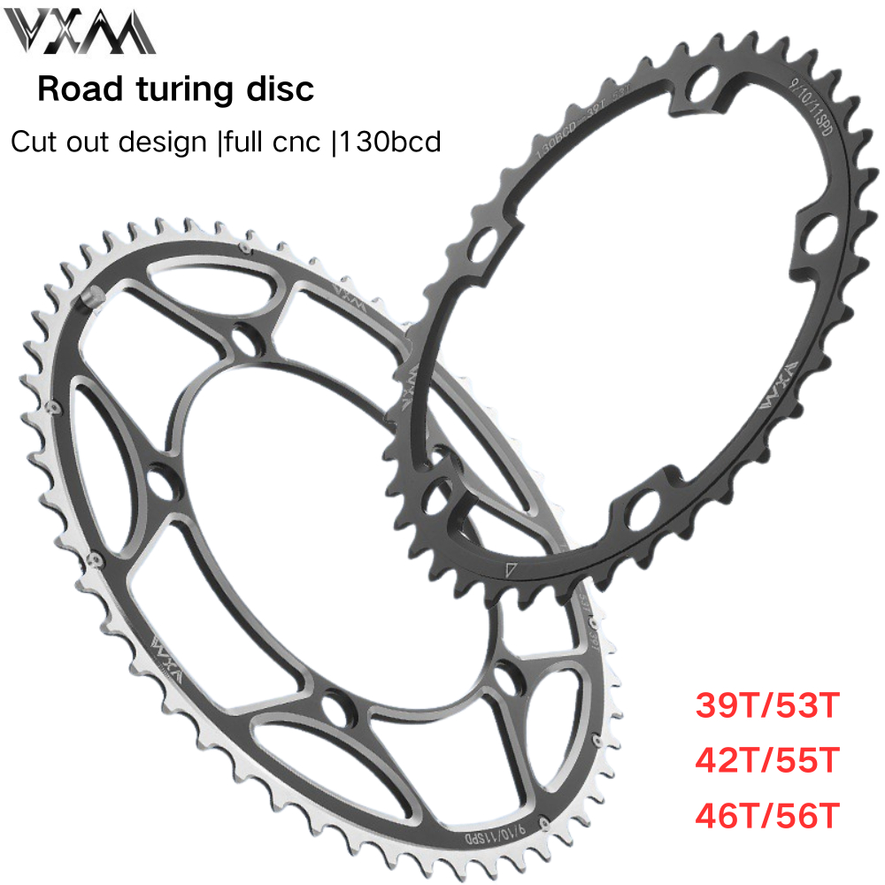 Vxm ทนทานจักรยาน Double Link 130BCD 39T/53T 42T/55T 46T/56T แผนที่จักรยาน Crankset ขี่แผ่นอลูมิเนียมล้อจักรยานพับแผ่นดิสก์