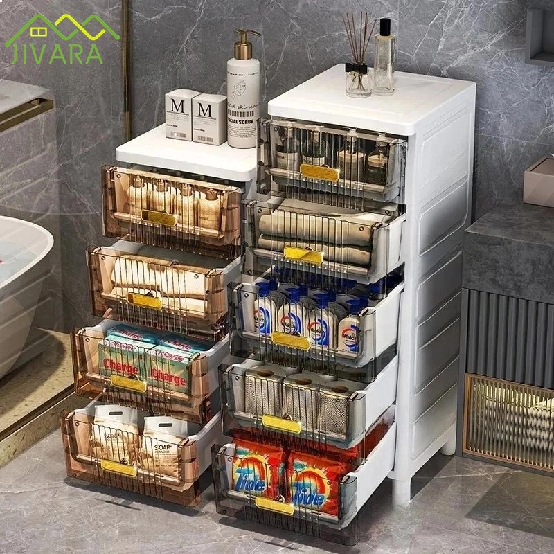 JIVARA ตู้เก็บของในห้องน้ำ ตู้เก็บของแคบ ตู้เก็บของหลายชั้น ตู้เก็บของในครัว ตู้ตั้งพื้น