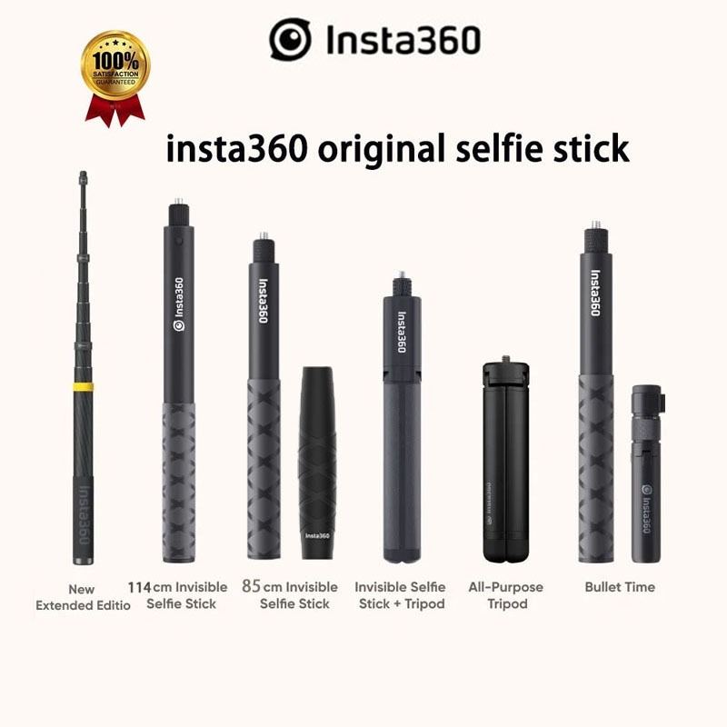 OriginalInsta360 Selfie Stick 85 ซม./114 ซม./3M/2-in-1 ไม้เซลฟี่ที่มองไม่เห็นสําหรับ insta360 X5/X4 Air/GO ultra/ Ace/Ace pro 2/X4 / อุปกรณ์เสริมสําหรับกล้อง 3S GO 3S GO