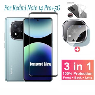 3 in 1 กระจกนิรภัยเต็มรูปแบบ ฟิล์ม Redmi Note 14 Pro + 5G ฟิ…