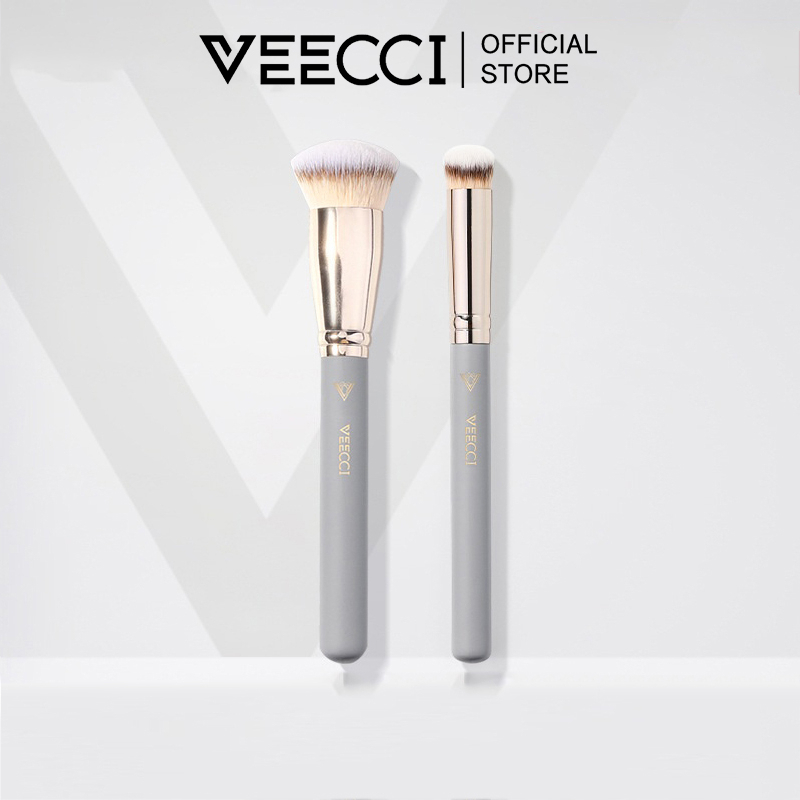VEECCI แต่งหน้า คุณภาพสูง แปรง แปรงปัดแก้ม แปรงปัดแป้ง หัวแปรง อ่อนนุ่ม ใช้ได้จริง  1แพ็ค