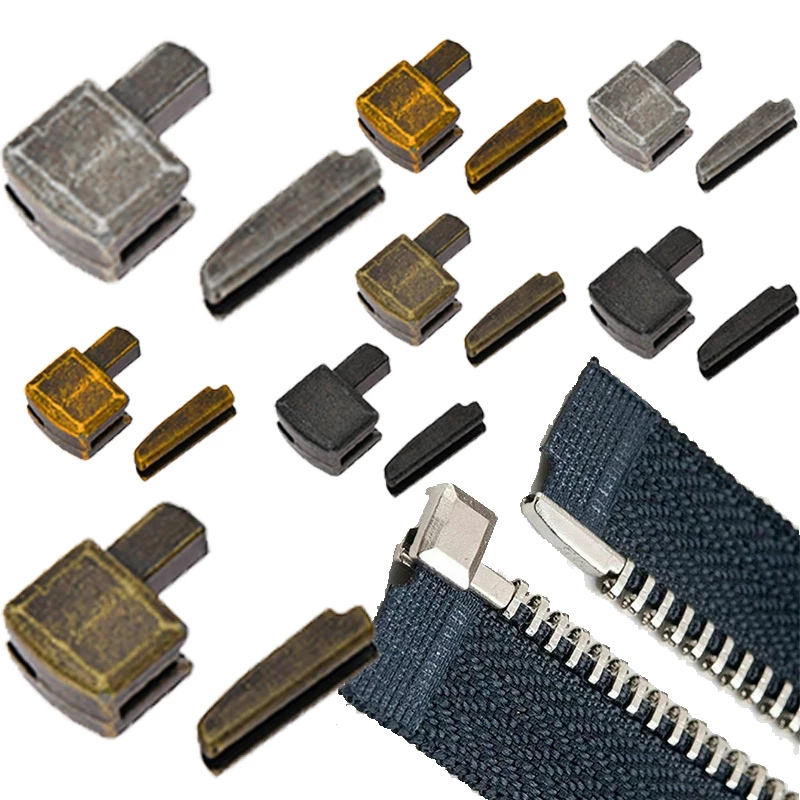 5 ชุดซิปด้านล่าง Stoppers เครื่องมือเย็บผ้าโลหะเปิด End ซ่อมซิป DIY ซิปสลัก Slider กระเป๋าอุปกรณ์เสริม