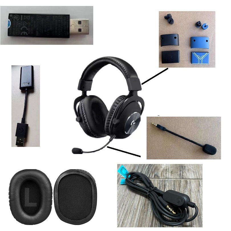 อะไหล่เดิมสําหรับหูฟัง Logitech G PRO/G PRO X บานพับเปลี่ยน หัวเข็มขัดพลาสติก สกรูหมุน ไมโครโฟน แผ่นรองหูฟัง สายสัญญาณเสียง การ์ดเสียง