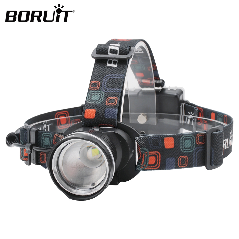 Boruit RJ-2166 LED ไฟหน้า 1000LM 3 โหมดซูมไฟหน้ากันน้ําสําหรับตกปลาตกปลาล่าสัตว์
