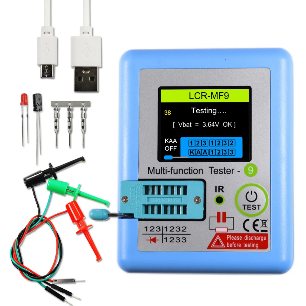 Multi-function LCR MF9 เครื่องทดสอบทรานซิสเตอร์ TFT ไดโอด Triod Capacitance Meter LCR ESR NPN PNP MOSFET IR Tester