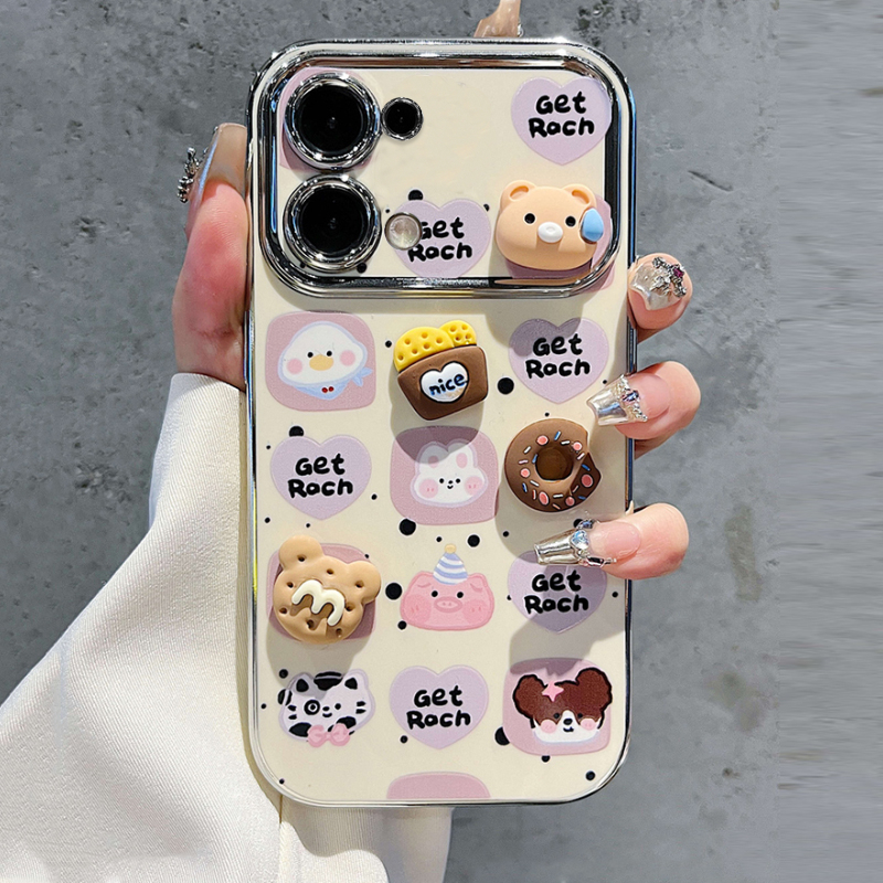 เคส OPPO Reno 13 14 5G เคส OPPO Reno 14 13 12 11 Pro 5G เคสกันกระแทก Diy ตุ๊กตาน่ารักการ์ตูนหมีโทรศัพท์ฝาครอบกล้องเลนส์ป้องกันเชือกเส้นเล็กโทรศัพท์นุ่มชุบกรณีสําหรับเด็กผู้หญิงนักเรียน