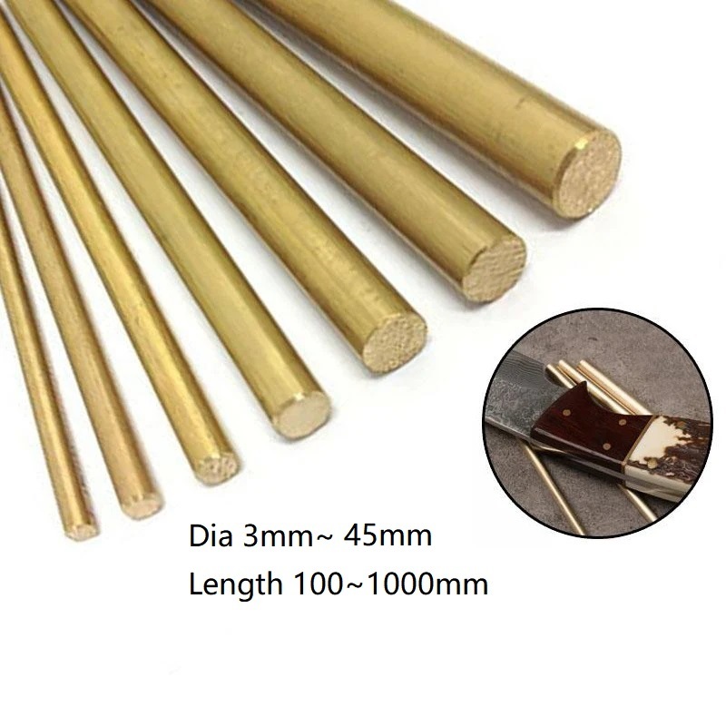 Diameter 3-45mm Length 100-1000mm Hardware Brass Round Bar Rod ฮาร์ดแวร์ทองเหลืองรอบบาร์สําหรับ DIY มีดจับวงกลมลวดหลอด Modelmaking ก้านทองเหลือง