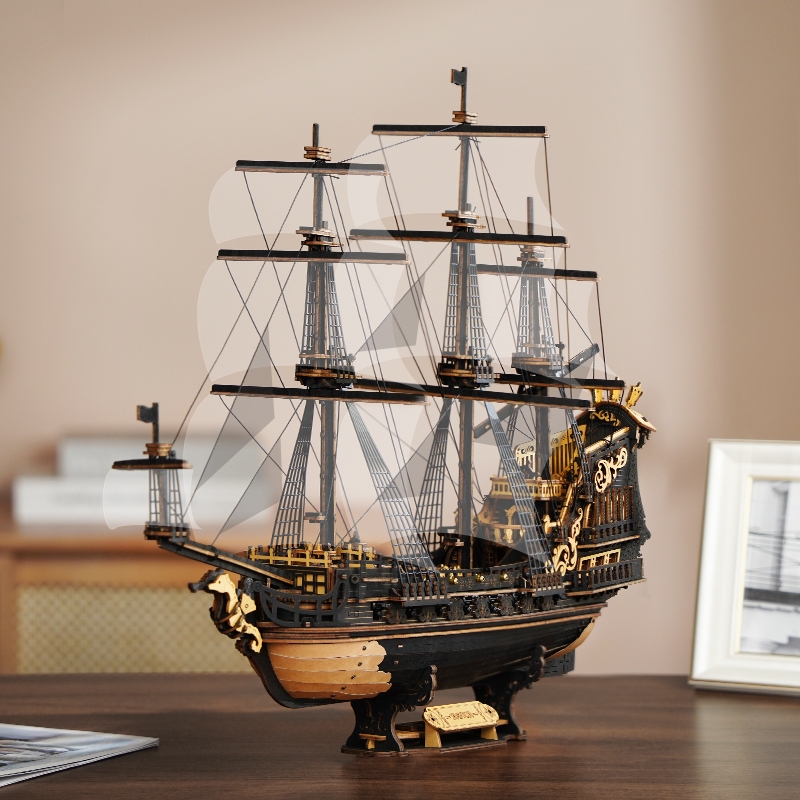 Robotime ROKR 3D ปริศนาไม้ Seahorse Barque DIY เรือรุ่นของเล่นชุดของขวัญสําหรับผู้ใหญ่เด็ก