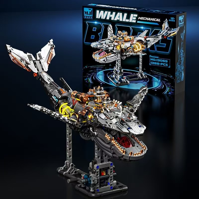 13059 Deep Sea Gear Semi-Mechanical Blue Whale รุ่นเครื่องประดับอนุภาคขนาดเล็ก Building Blocks ประกอบของเล่นเพื่อการศึกษาของขวัญ