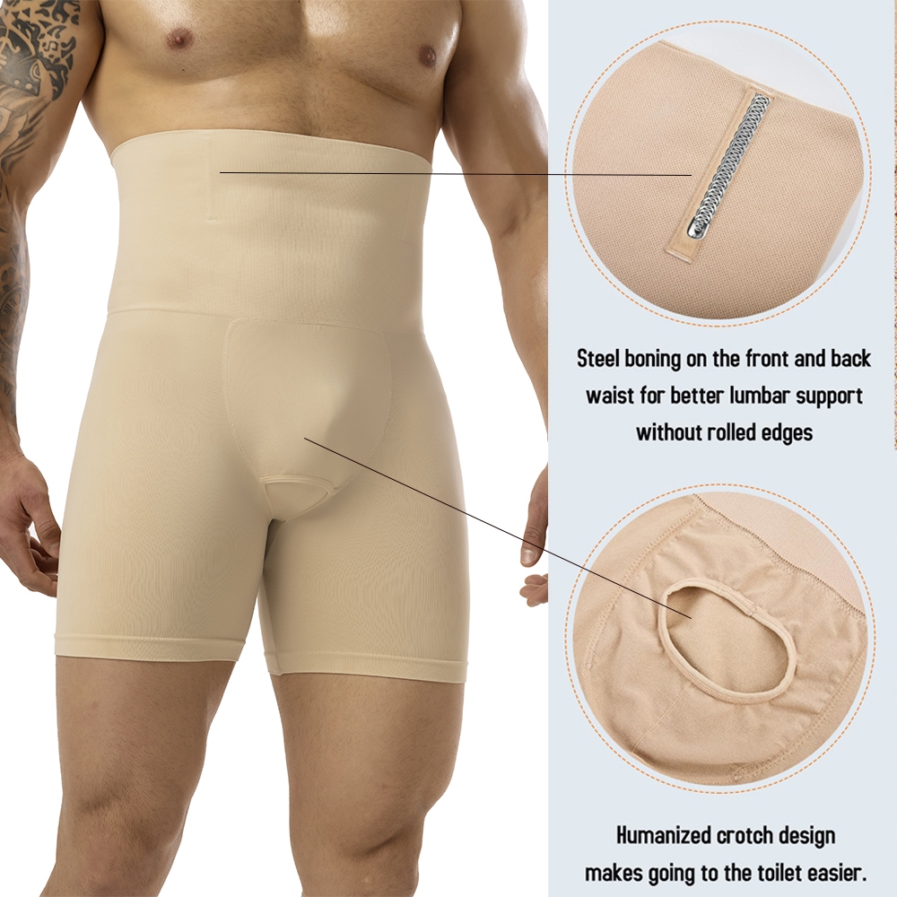 กางเกงขาสั้นบ็อกเซอร์สำหรับผู้ชาย ควบคุมท้องและสวมใส่ง่าย ออกแบบมาพร้อมกระเป๋า 3D และสายรัดเอวแบบซิลิโคนเพื่อความพอดี - รูปที่ 2