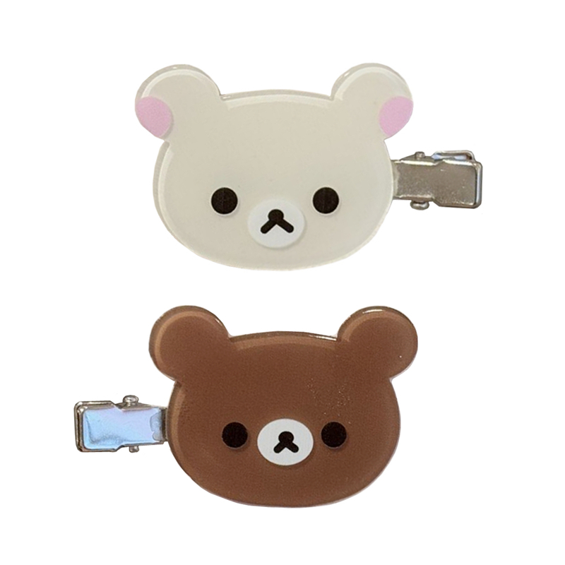 Rilakkuma Korilakkuma กิ๊บติดผมอะนิเมะหัวหมีน่ารักผม Pins และคลิป Headwear Kawaii อุปกรณ์เสริมผมสําหรับผู้หญิงสาว