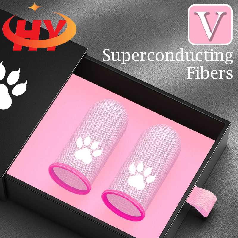 Hy Cat คู่เกมนิ้วมือโทรศัพท์มือถือสําหรับเล่นเกม Sweat-Proof Finger Cover ถุงมือหน้าจอสัมผัส Thumb Gamepad