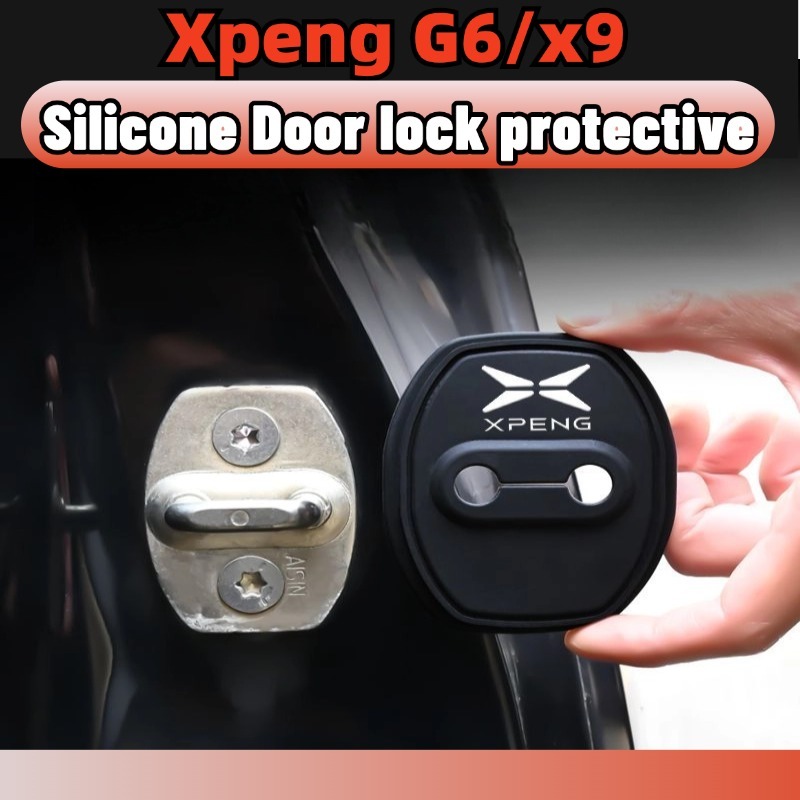 xpeng g6/x9 แผ่นซิลิโคน กันกระแทก สําหรับล็อคประตูรถยนต์ 4 ชิ้น ของแต่ง ชุดแต่ง ของแต่งรถยนต์