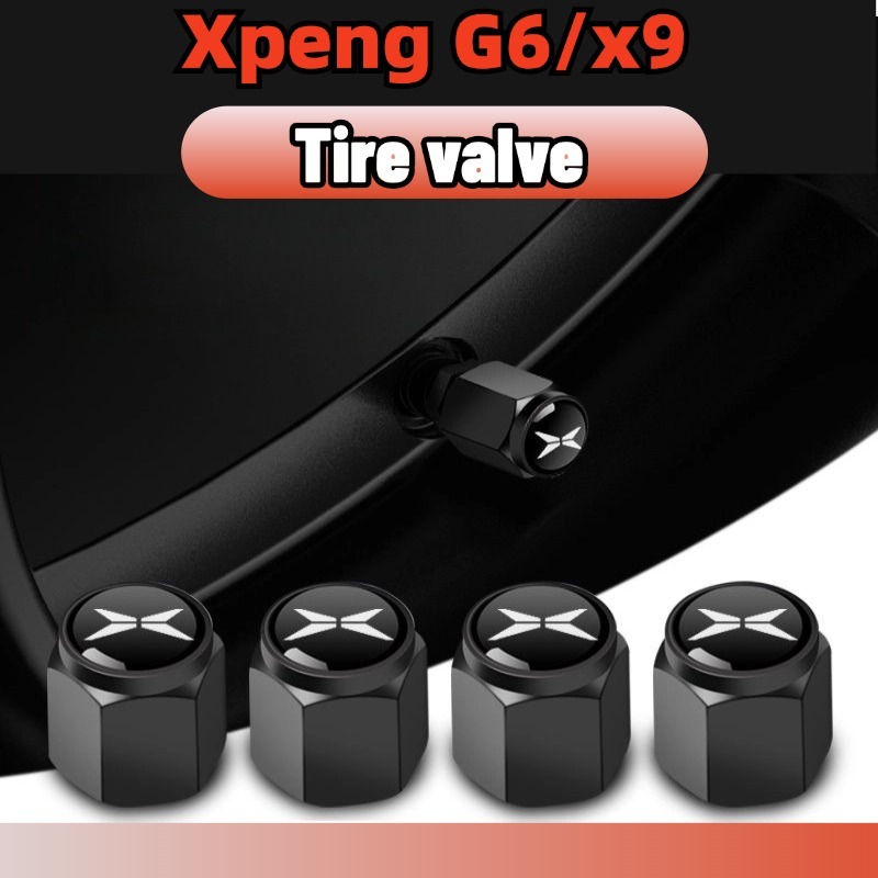 Xpeng g6/x9 ฝาครอบวาล์วรถยนต์ จุกปิดลมยาง กันขโมย 4 ชิ้น สีเงิน/สีดํา accessories