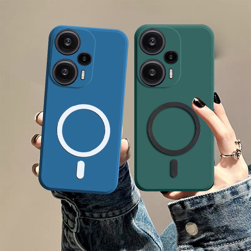 ฝาครอบเคสสําหรับ Xiaomi Redmi Note 12 Turbo Soft Silicone Phone Casing with Magnetic Wireless Charger Sticker